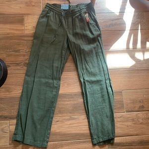 Wide leg linen drawstring waist pants